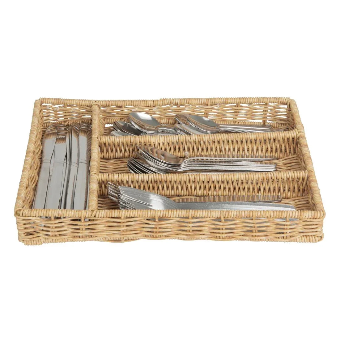 JA350 Olympia Cutlery Organiser Light Polywicker - 340x250x50mm