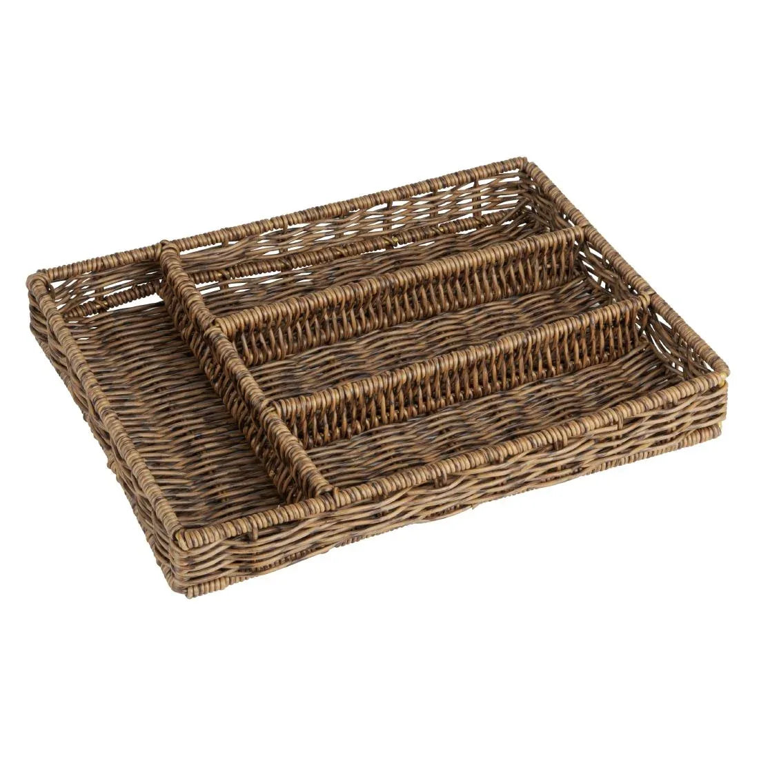 JA357 Olympia Cutlery Organiser Dark Polywicker - 340x250x50mm