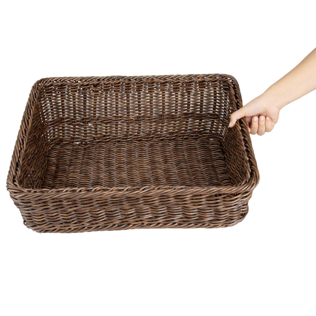 JA363 Olympia Rectangular Display Basket Dark Polywicker - 210x525x385mm