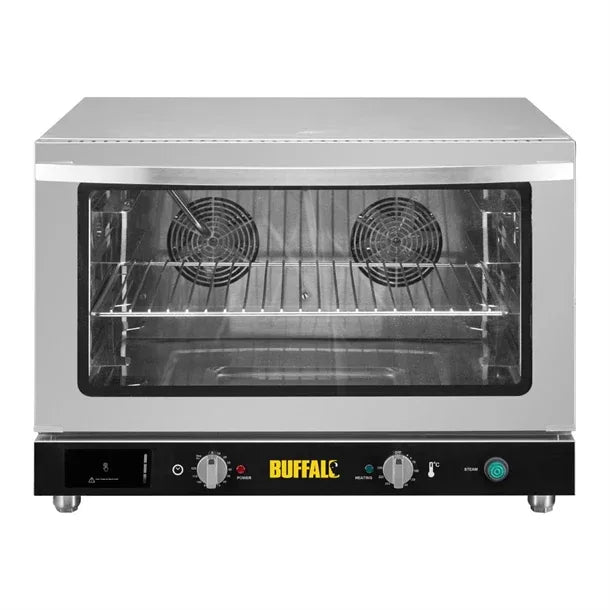 JA399 Buffalo Bakery Convection Oven with Steam 100Ltr Single Phase Single phase 4.6kW. Fits 4x 1/1GN or 4x 600x400 bakery trays