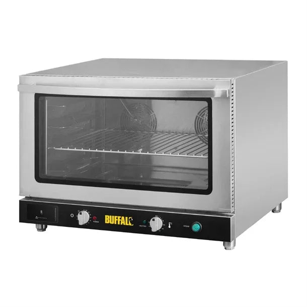 JA399 Buffalo Bakery Convection Oven with Steam 100Ltr Single Phase Single phase 4.6kW. Fits 4x 1/1GN or 4x 600x400 bakery trays