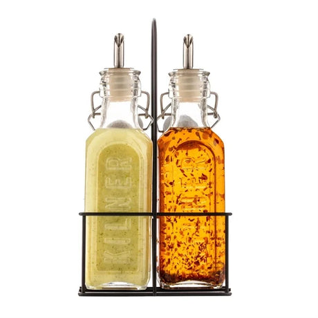 JA611 - Kilner Oil Bottles and Metal Rack 300ml (Pack 2)