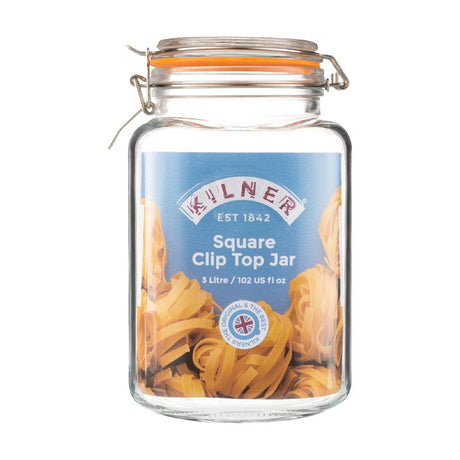 JA613 - Kilner Clip Top Square Jar 3Ltr