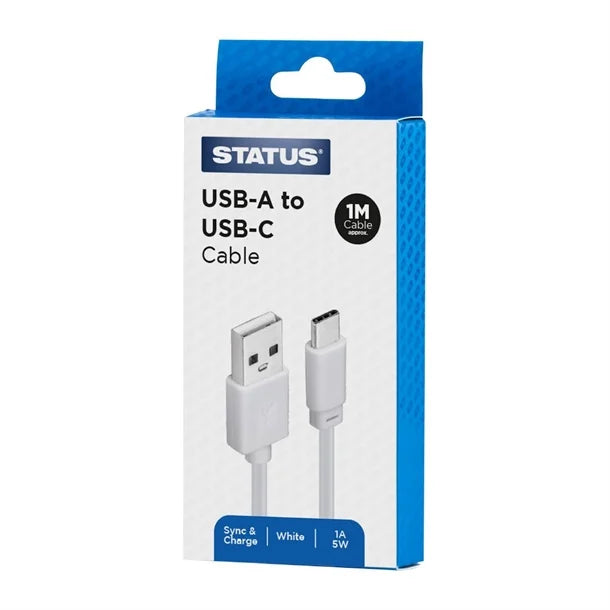 JA850 Status USB A to USB C Charging Lead White - 1m