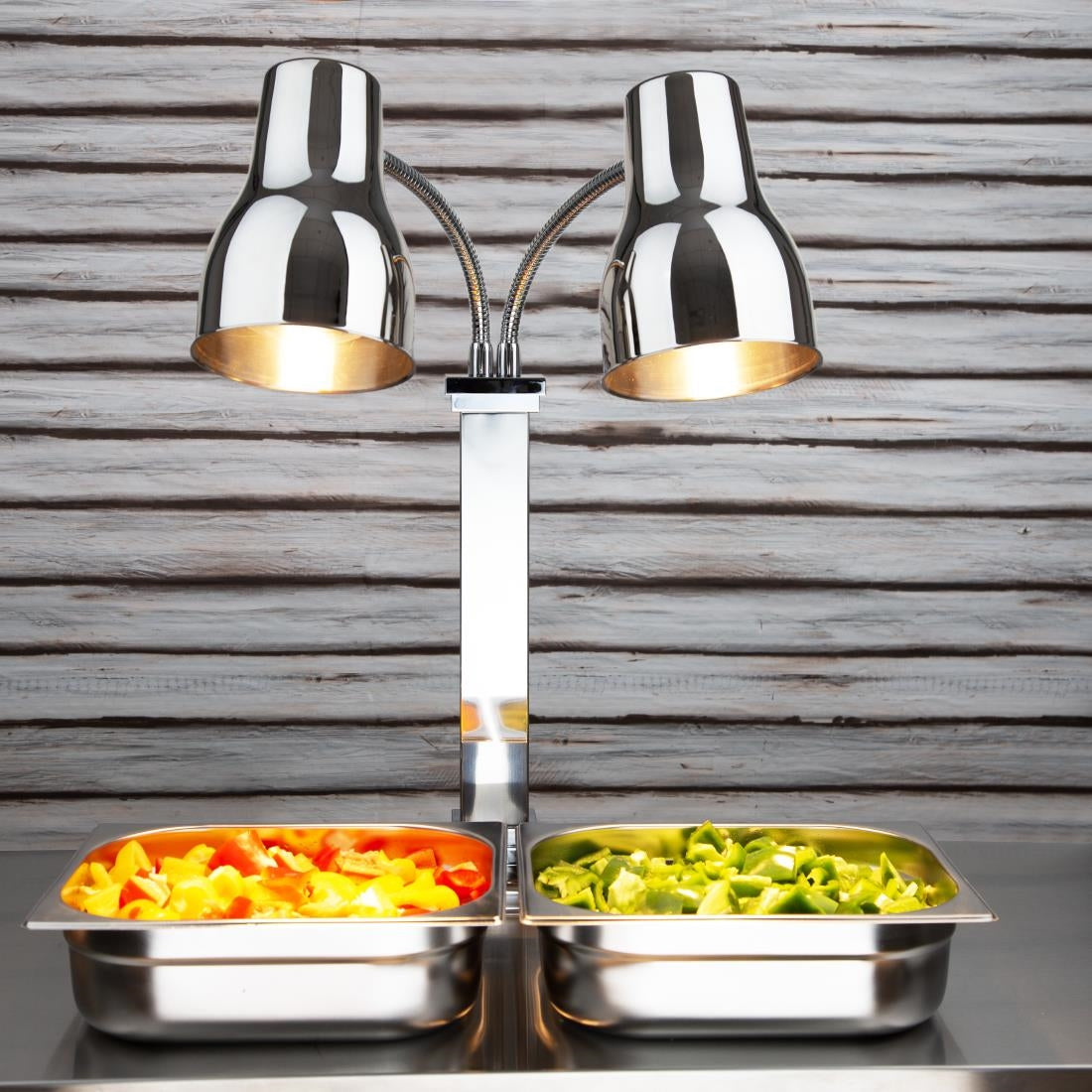 JA869 Double Food Warmer Heating Lamp – Stainless Steel