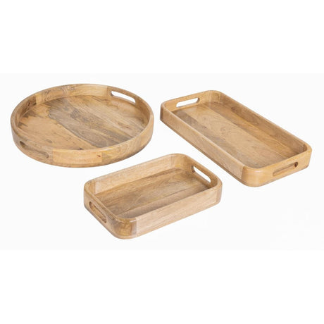 JA886 Olympia Mango Wood Round Deep Sided Tray - 400x50mm