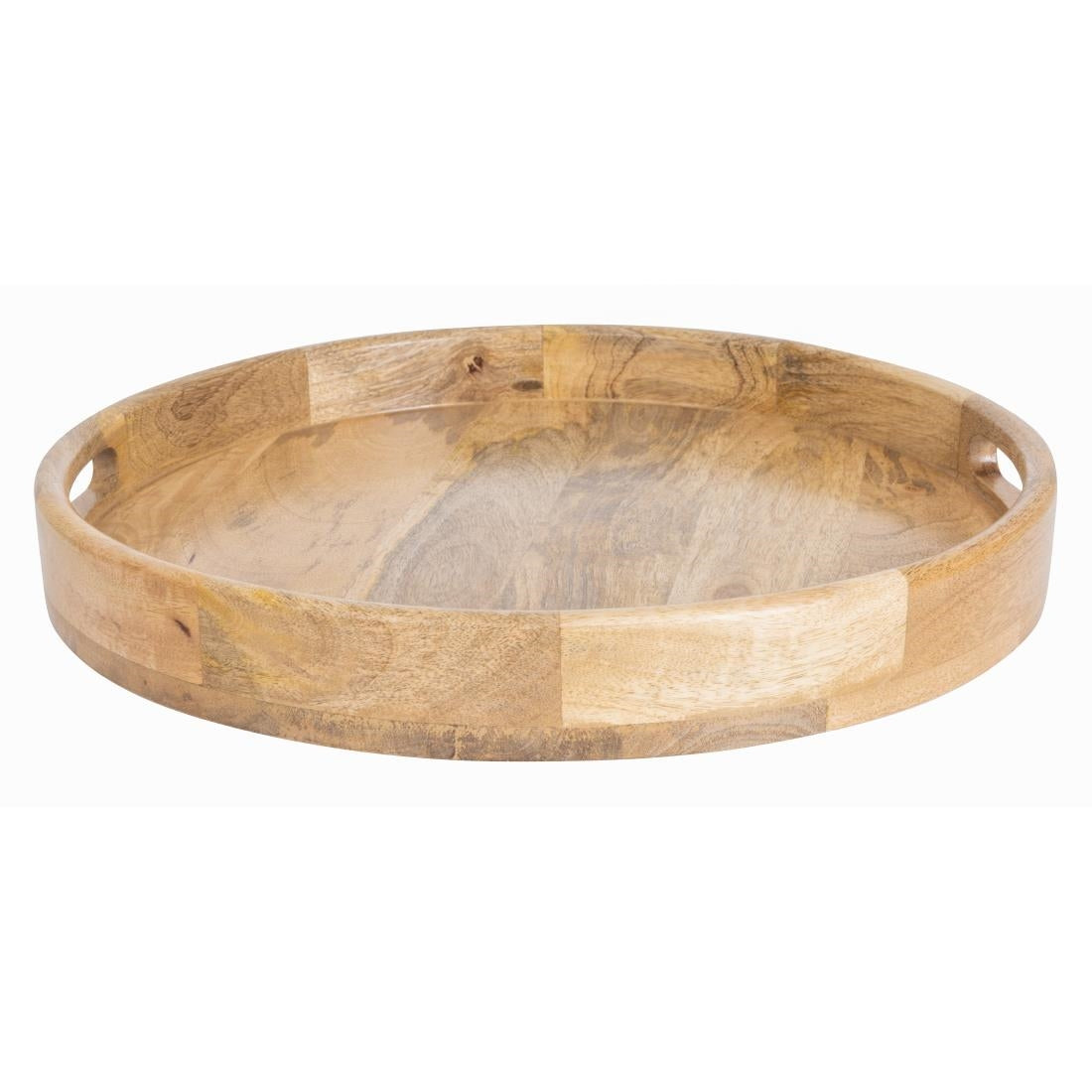 JA886 Olympia Mango Wood Round Deep Sided Tray - 400x50mm