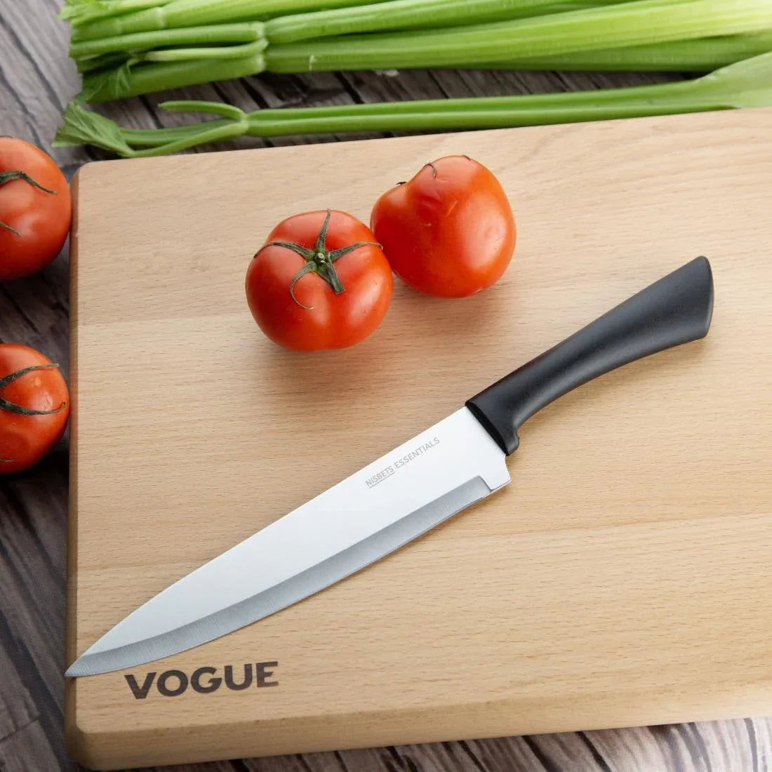 JA906 Nisbets Essentials Black Chef Knife 8"