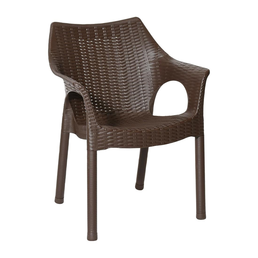 JA911 Bolero Elements Polypropylene Arm Chair Dark Brown (Set 4)