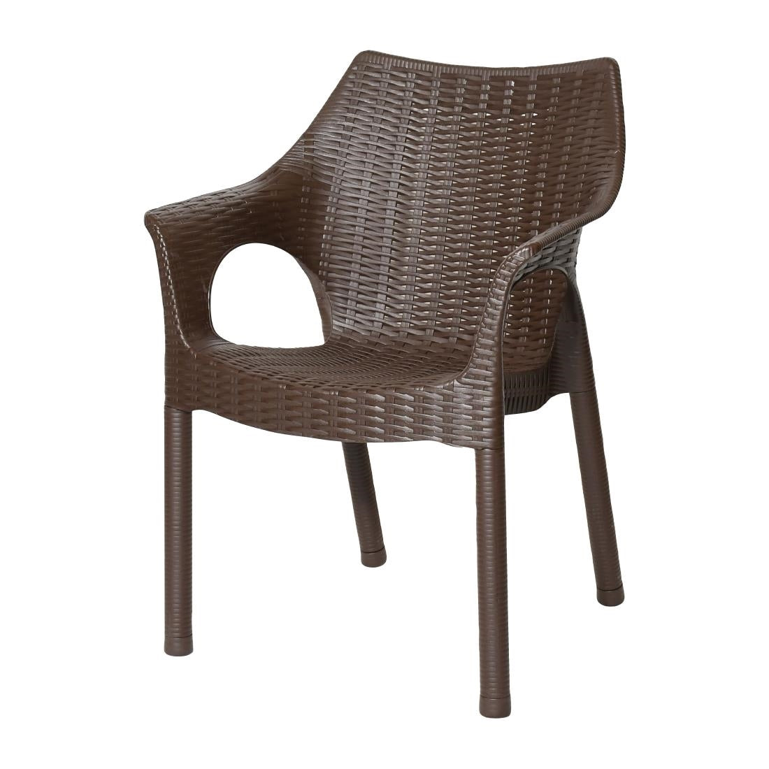 JA911 Bolero Elements Polypropylene Arm Chair Dark Brown (Set 4)