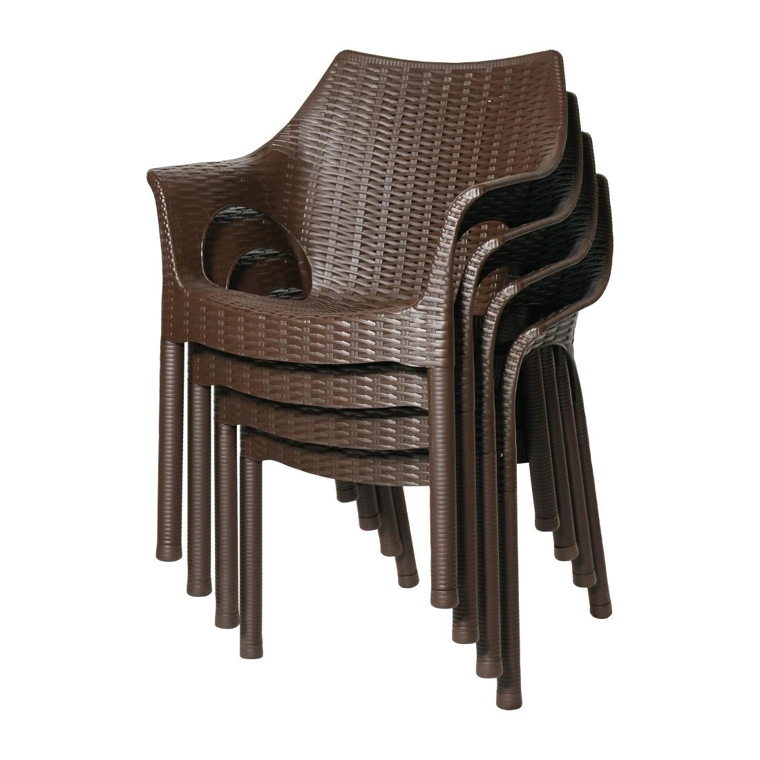 JA911 Bolero Elements Polypropylene Arm Chair Dark Brown (Set 4)