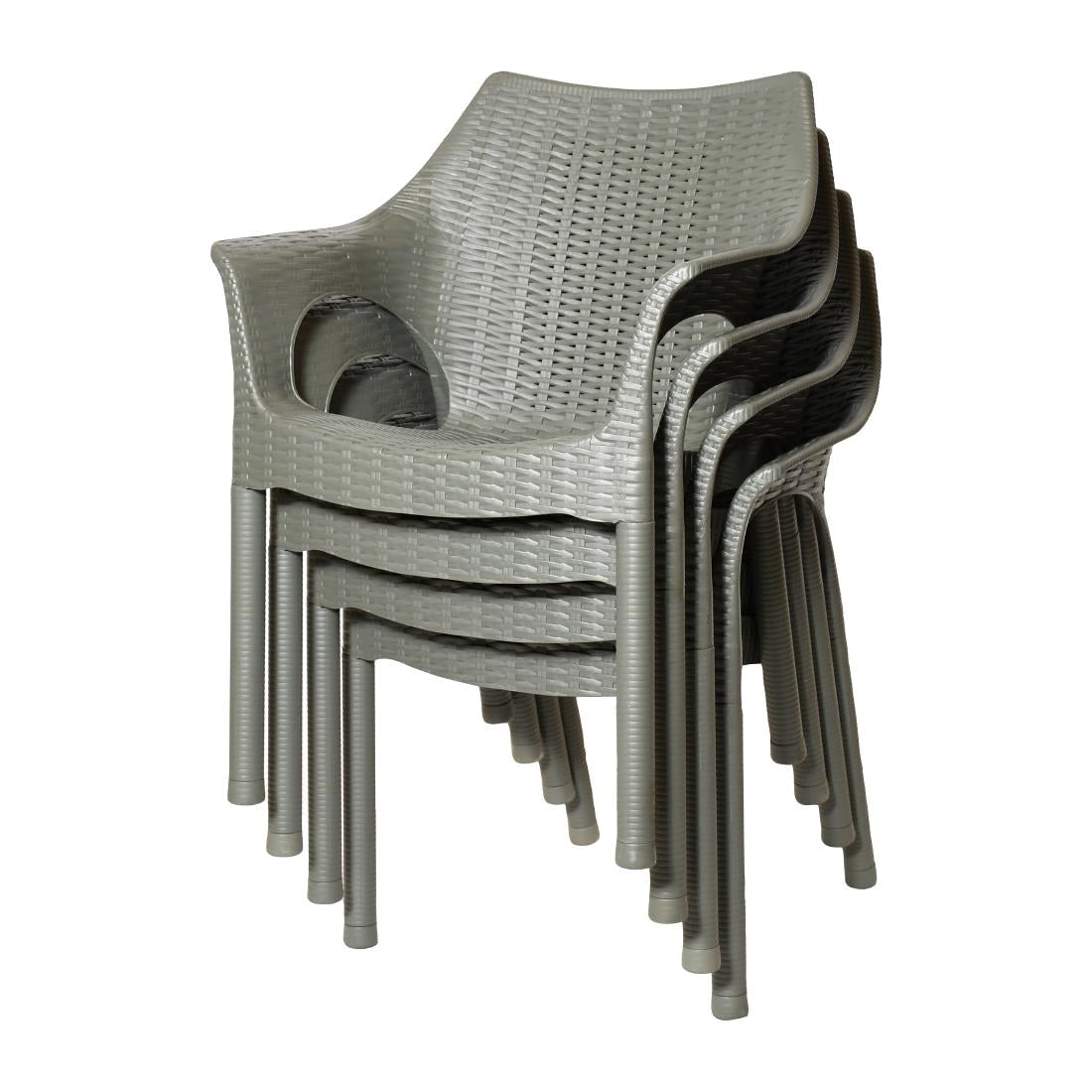 JA912 Bolero Elements Polypropylene Arm Chair Olive Green (Set 4)