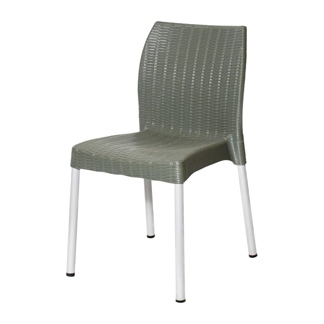 JA915 Bolero Elements Polypropylene Rattan Side Chair Olive Green (Set 4)