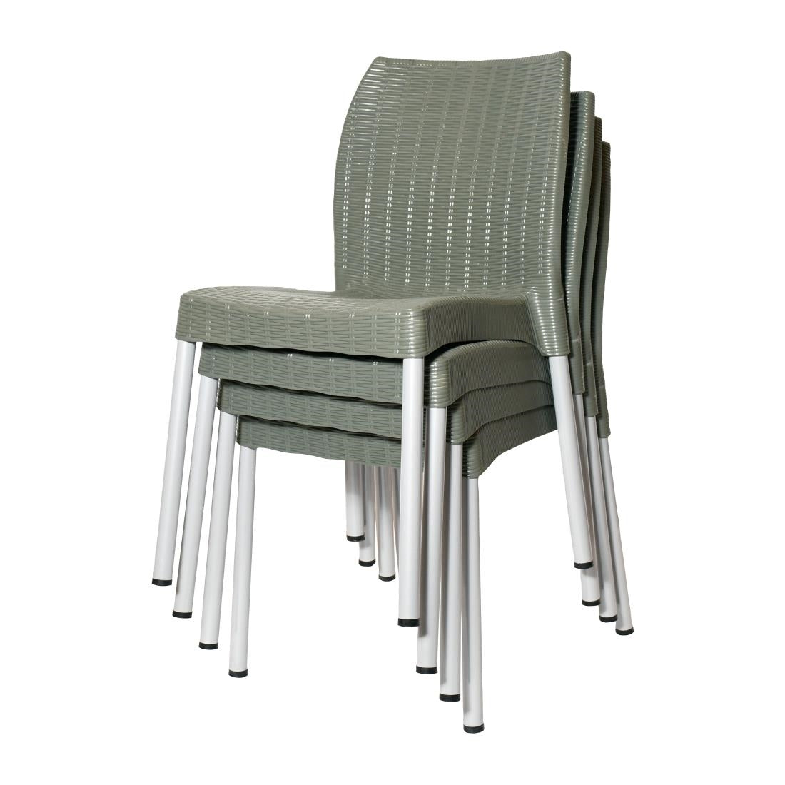 JA915 Bolero Elements Polypropylene Rattan Side Chair Olive Green (Set 4)