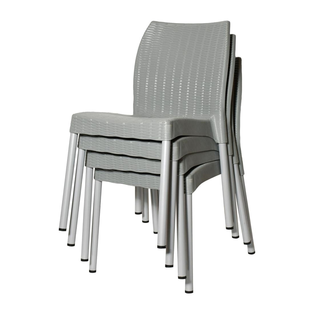 JA916 Bolero Elements Polypropylene Rattan Side Chair Medium Grey (Set 4)
