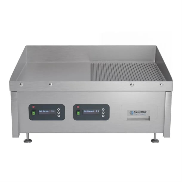 JA971 Synergy Synergy GRID900E-SR Electric Griddle with Semi Ribbed Mild Steel Top & Garnish Rail
