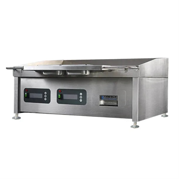JA971 Synergy Synergy GRID900E-SR Electric Griddle with Semi Ribbed Mild Steel Top & Garnish Rail