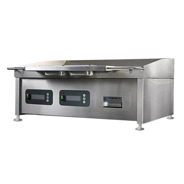JA972 Synergy GRID900E-SCH Electric Griddle with Smooth Chrome Top & Garnish Rail
