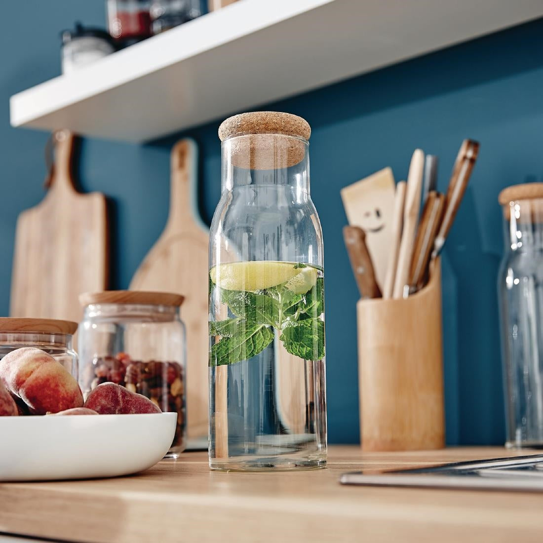 JB042 Luminarc Funambule Carafe with Cork Lid 1Ltr (6 Pack)