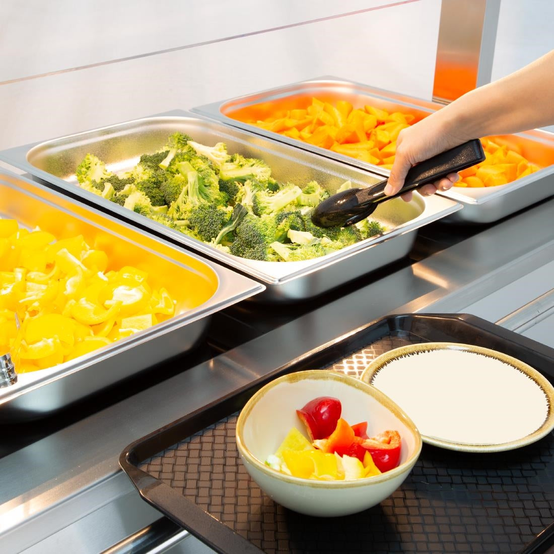 Buffalo Mobile Servery with Solid Heated Top 3x 1/1 GN