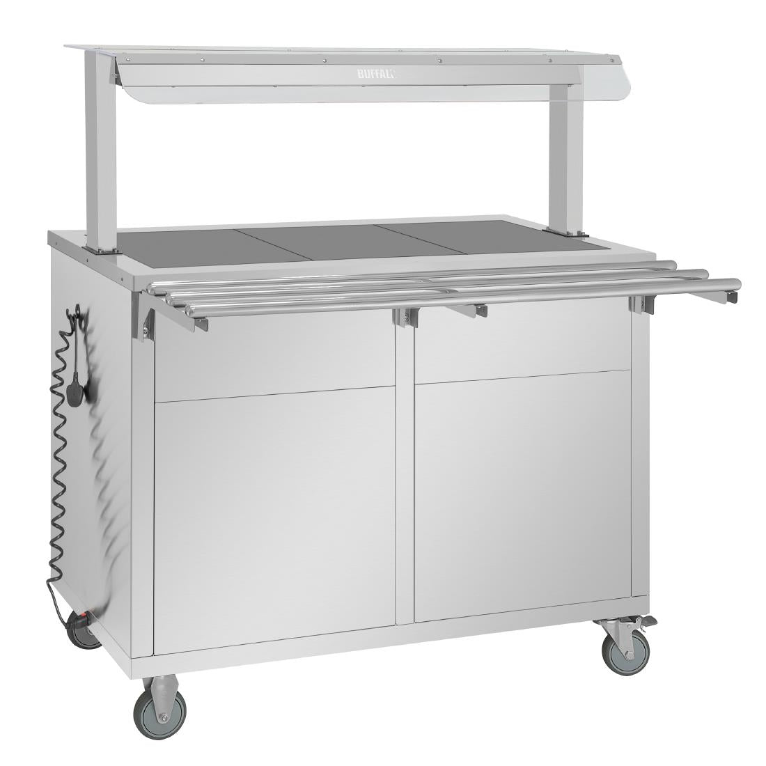 Buffalo Mobile Servery with Solid Heated Top 3x 1/1 GN