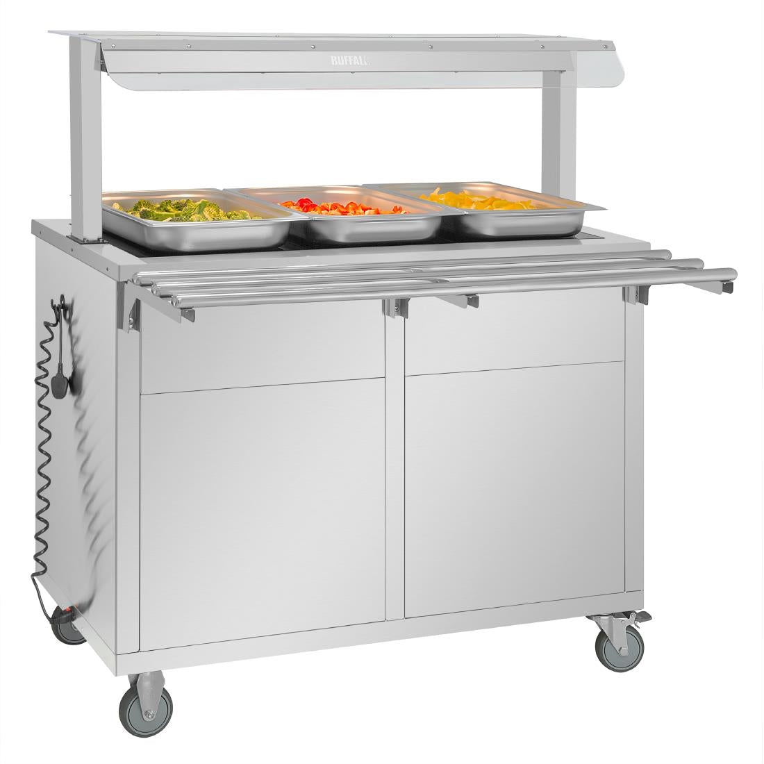 Buffalo Mobile Servery with Solid Heated Top 3x 1/1 GN