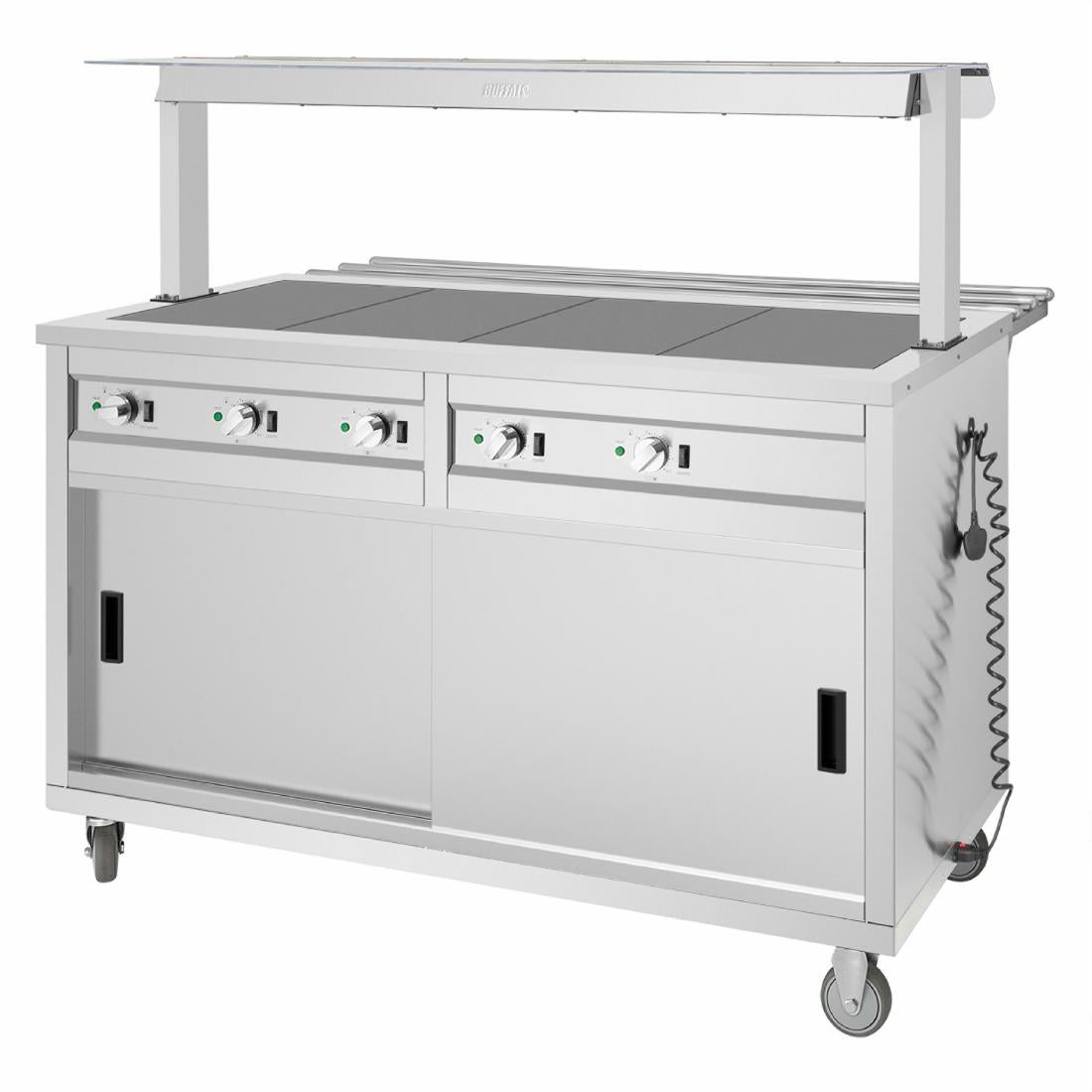 Buffalo Mobile Servery with Solid Heated Top 4x 1/1 GN