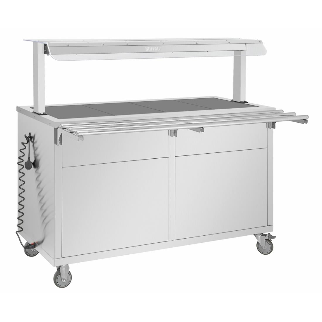 Buffalo Mobile Servery with Solid Heated Top 4x 1/1 GN