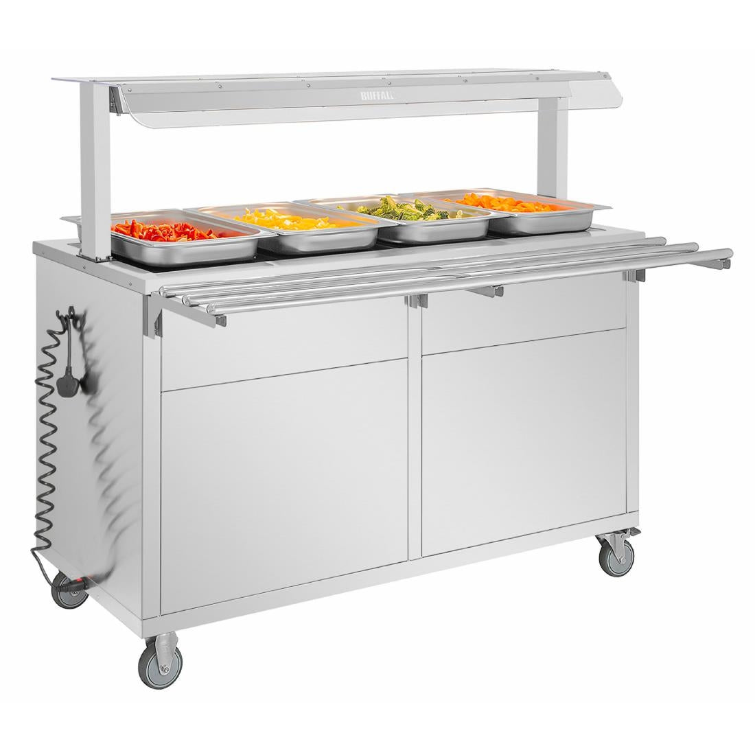 Buffalo Mobile Servery with Solid Heated Top 4x 1/1 GN