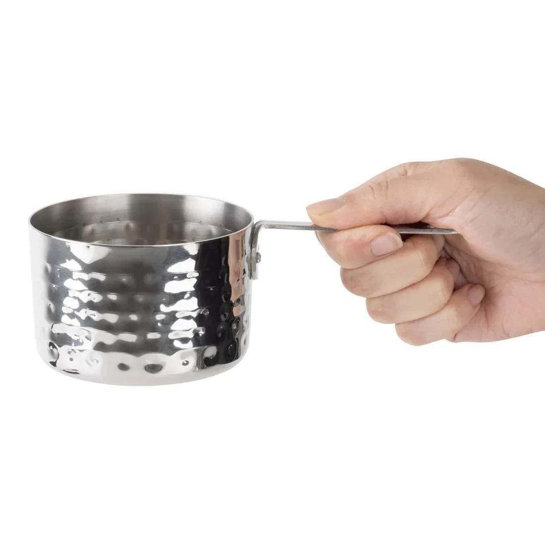 JB196 Olympia Table Presentation Mini Sauce Pan Stainless Steel Hammered - 90x60mm