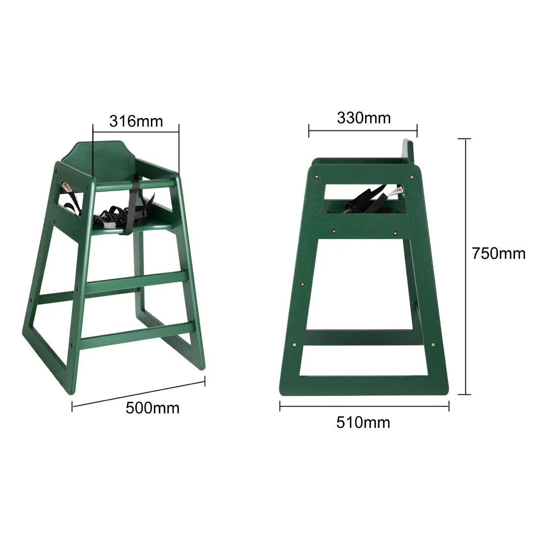 JB368 Bolero Wooden Highchair Forest Green Finish