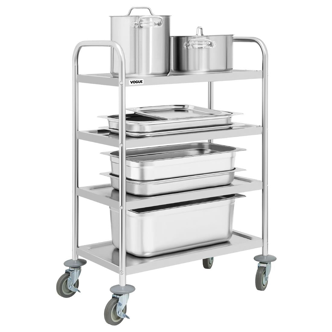 JB373 Vogue 4 Tier Flat Pack Trolley St/St - 710x405x1074mm