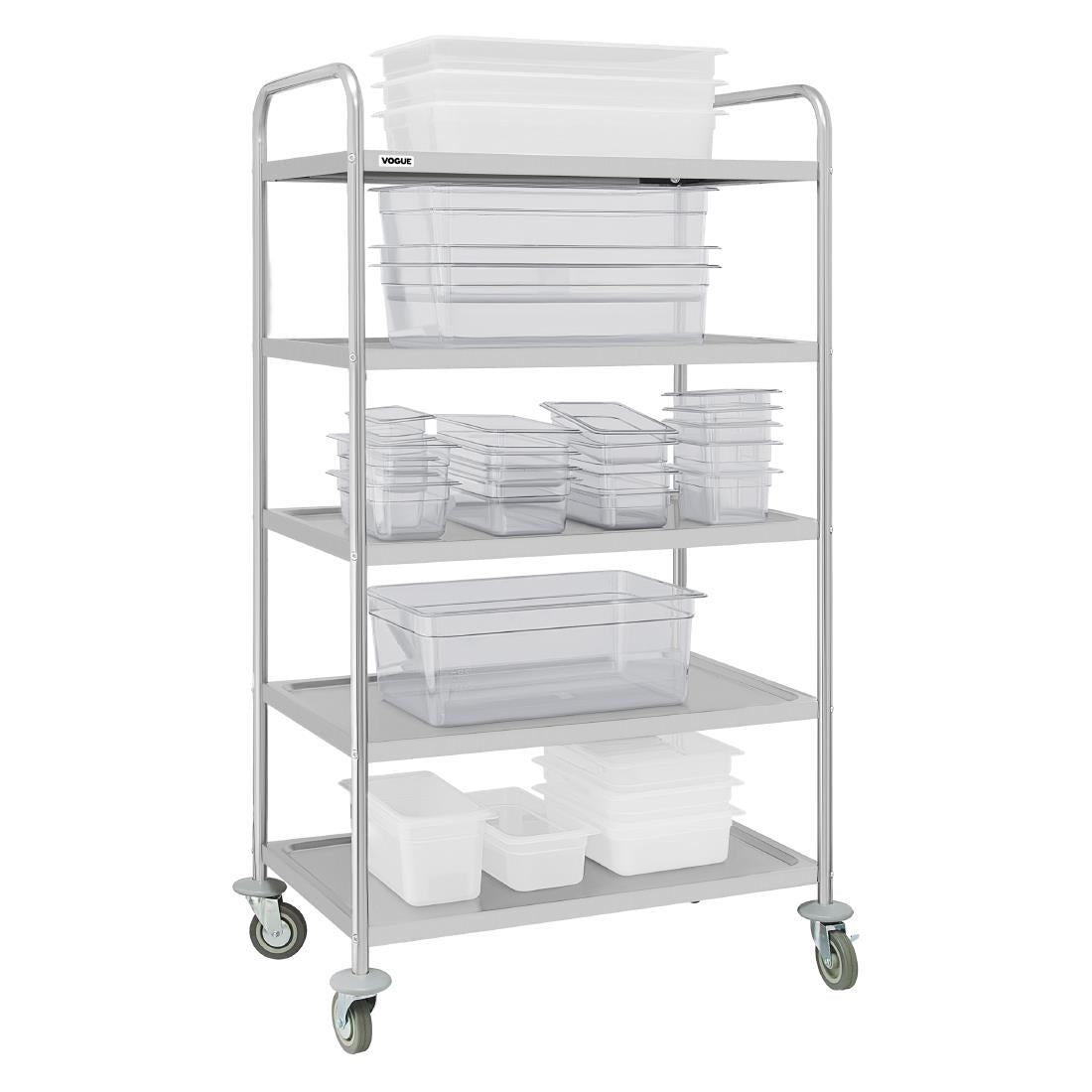 JB374 Vogue 5 Tier Flat Pack Trolley St/St -855x540x1581mm