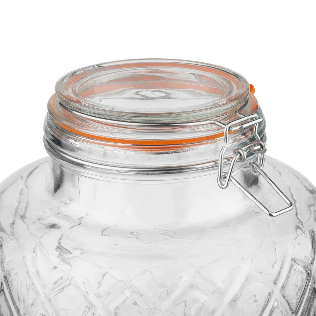 JB379 Olympia Geo Glass Clip-Top Drinks Dispenser with Wire Stand - 8Ltr