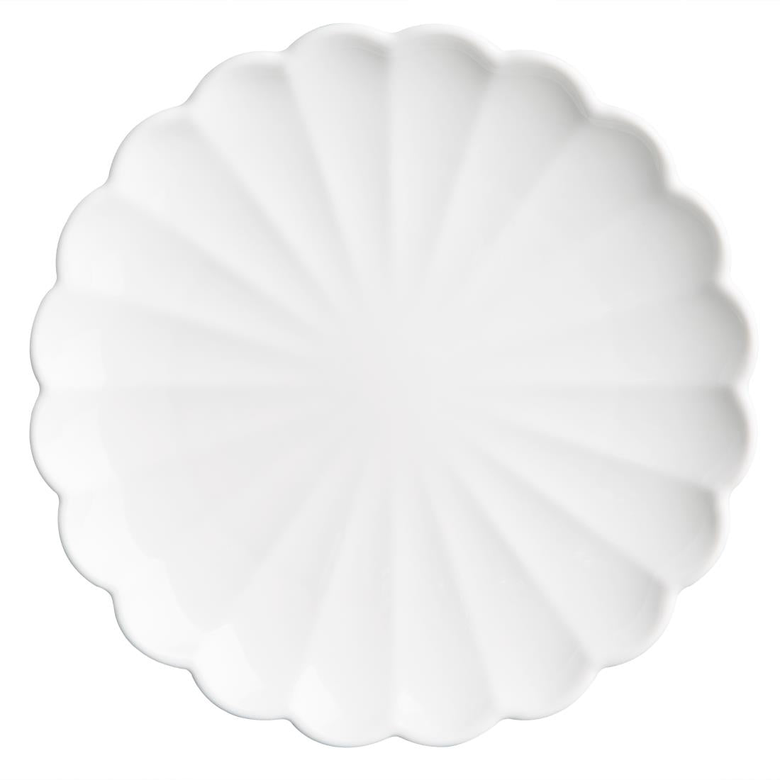 JB393 Olympia Bloom White Scalloped Plate - 175x20mm 7" (Box 6)