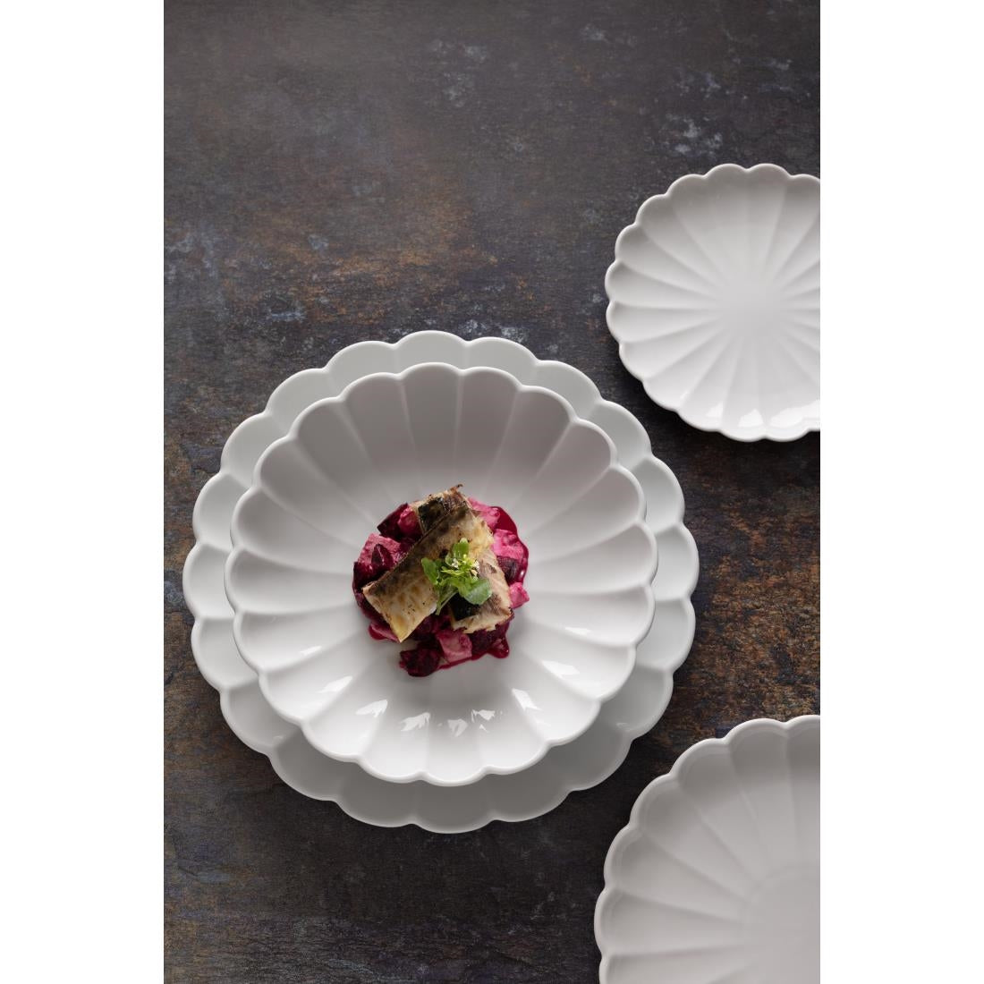 JB396 Olympia Bloom White Scalloped Bowl - 230x46mm 9" (Box 6)