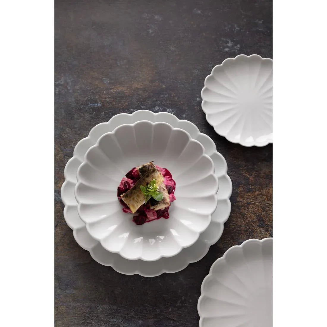 JB396 Olympia Bloom White Scalloped Bowl - 230x46mm 9" (Box 6)