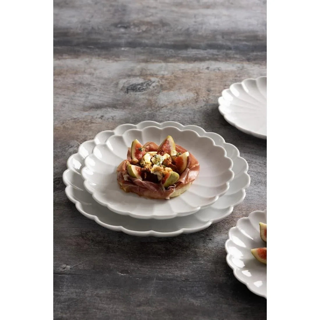 JB396 Olympia Bloom White Scalloped Bowl - 230x46mm 9" (Box 6)