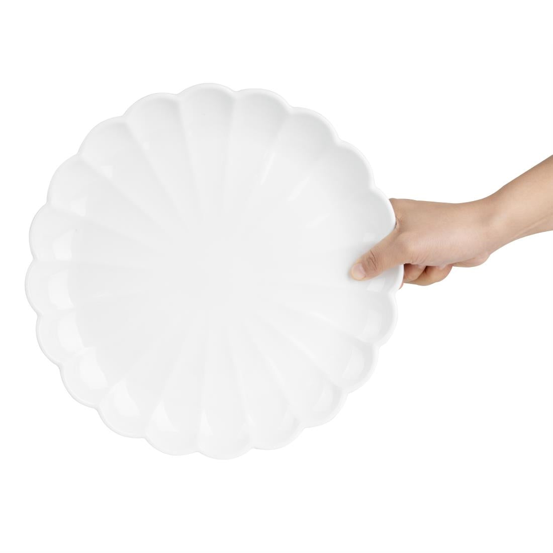 JB395 Olympia Bloom White Scalloped Plate - 276x30mm 11" (Box 4)