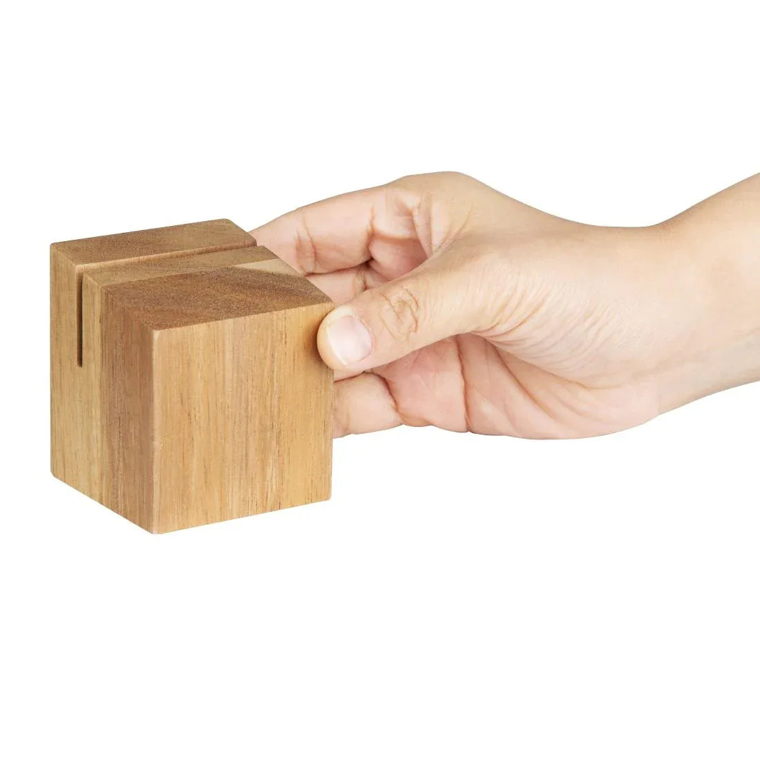 JB399 Olympia Acacia Wood Menu Holder - 65x55x55mm
