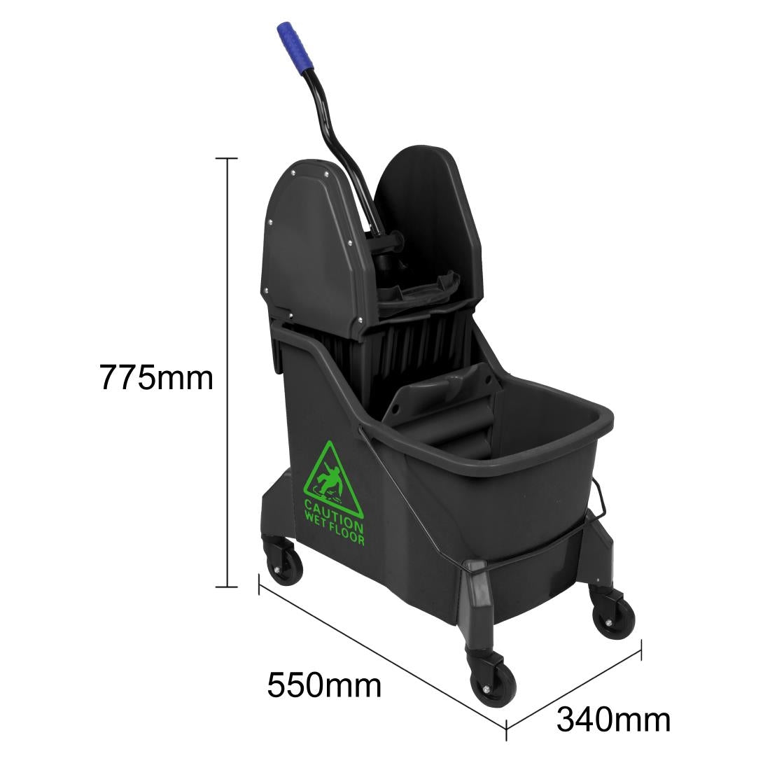 Jantex Two-Compartment Mop Bucket and Wringer Green 30Ltr