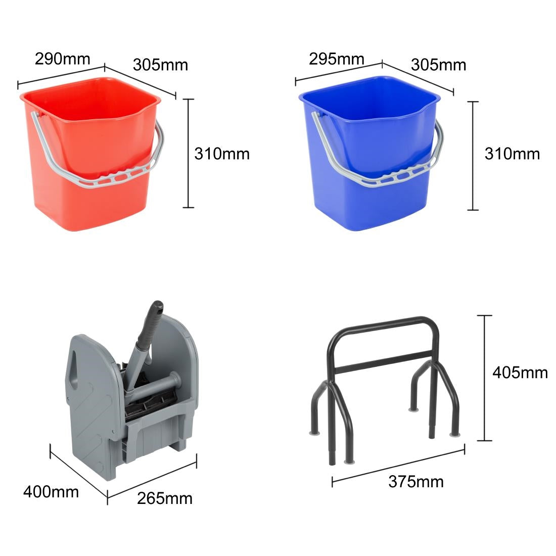 Jantex Mop Bucket & Wringer Set for Cleaning Trolley 2x 12Ltr