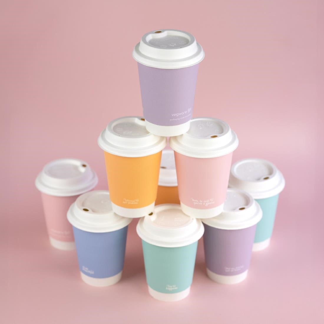 JB818 Vegware Hot Cup Pastel Double Wall - 12oz (Box 500)