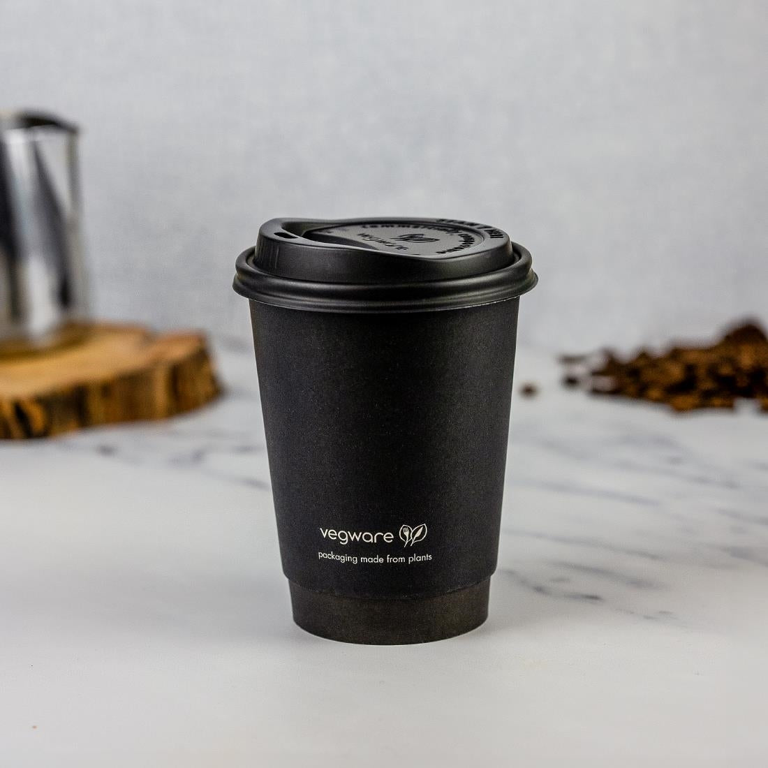 JB821 Vegware Hot Cup Black Double Wall - 12oz (Box 500)