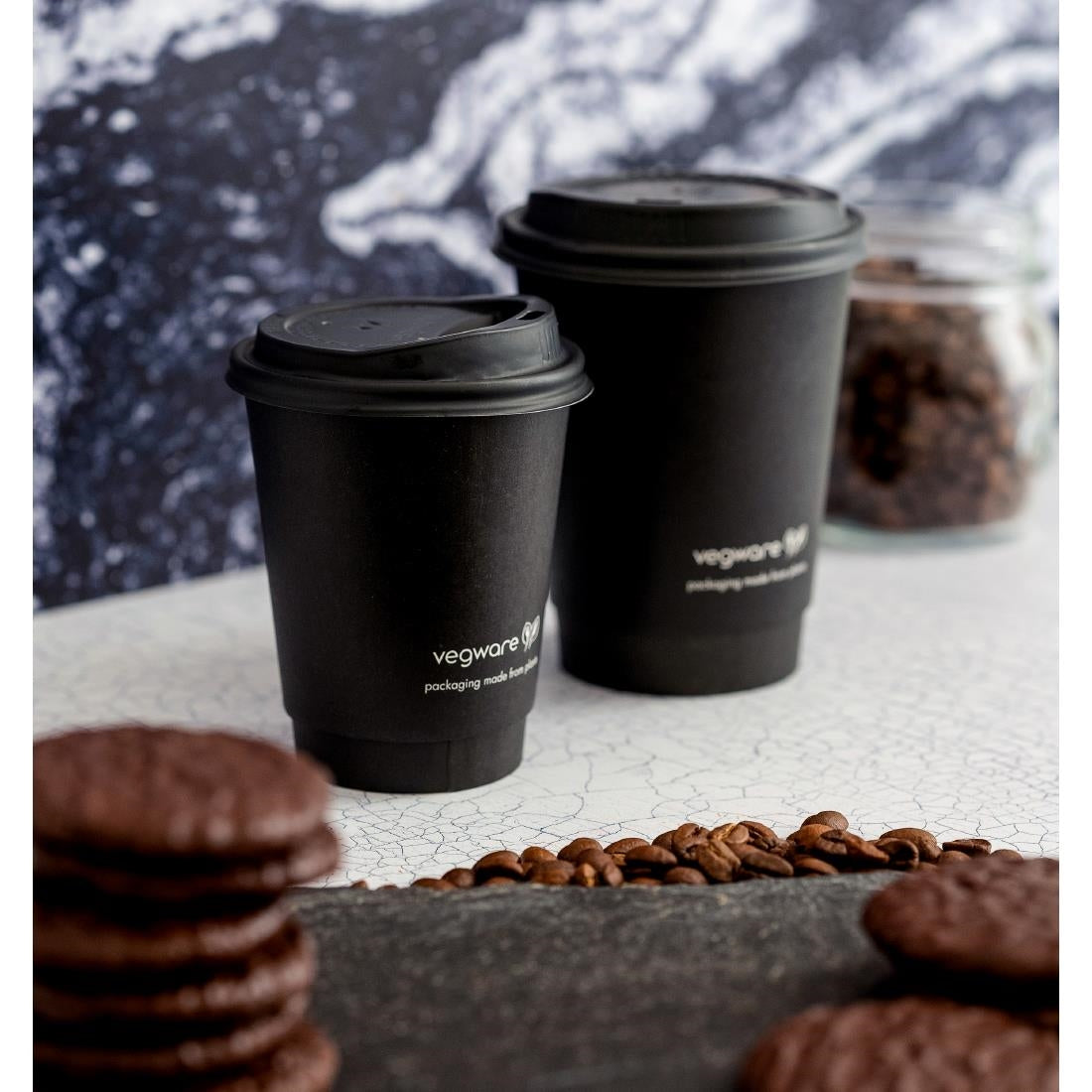 JB823 Vegware 79-Series CPLA Hot Cup Lid Black (Pk1000)