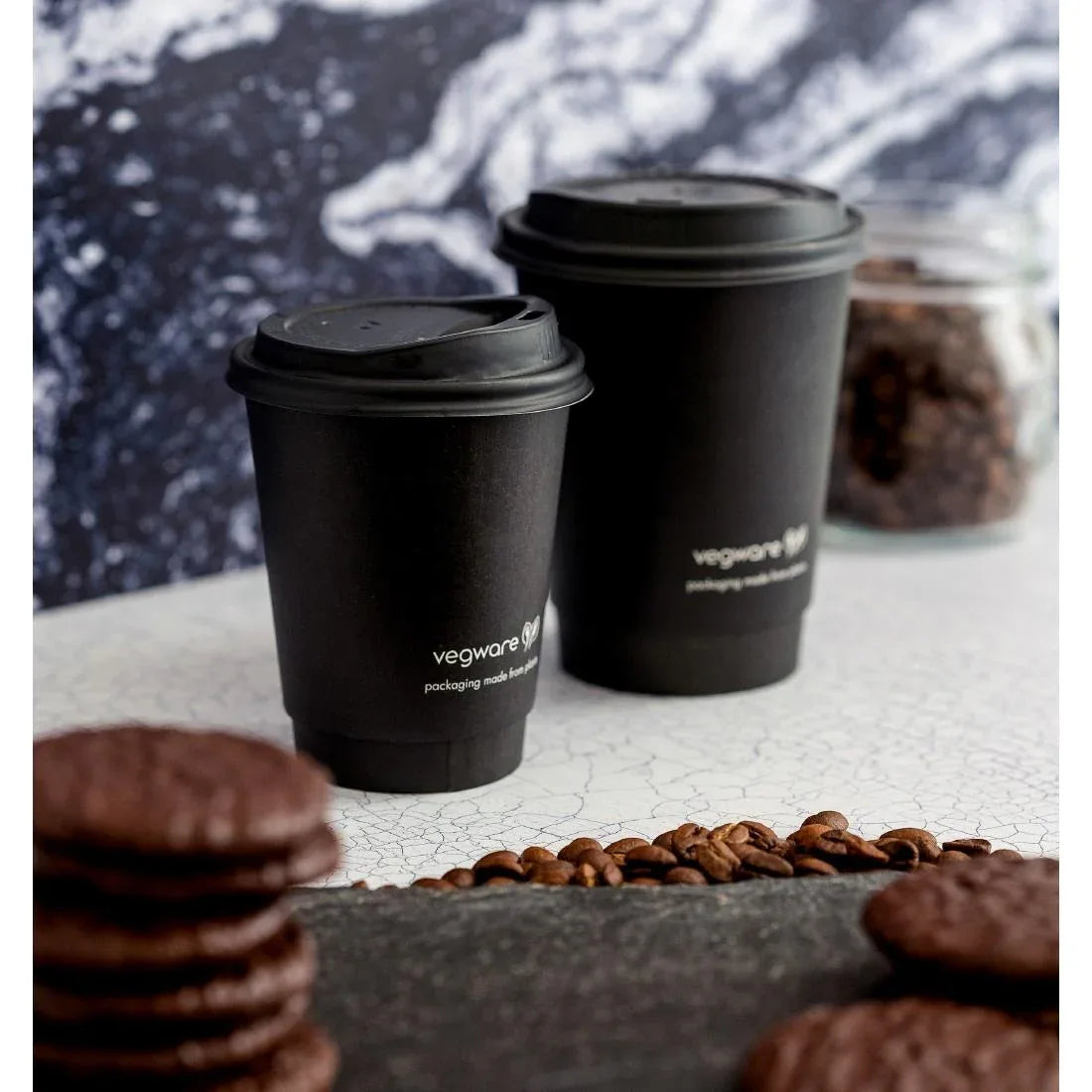 JB823 Vegware 79-Series CPLA Hot Cup Lid Black (Pk1000)