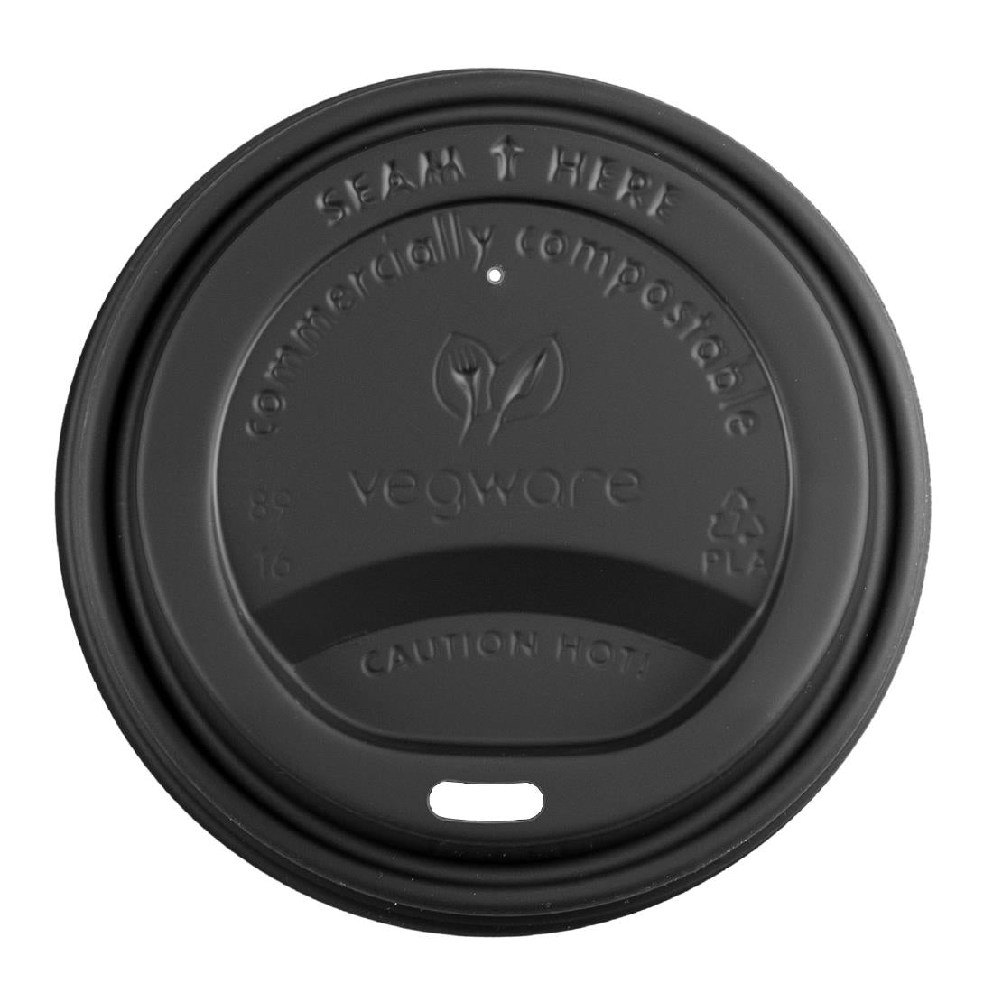 JB824 Vegware 89-Series CPLA Hot Cup Lid Black (Pk1000)