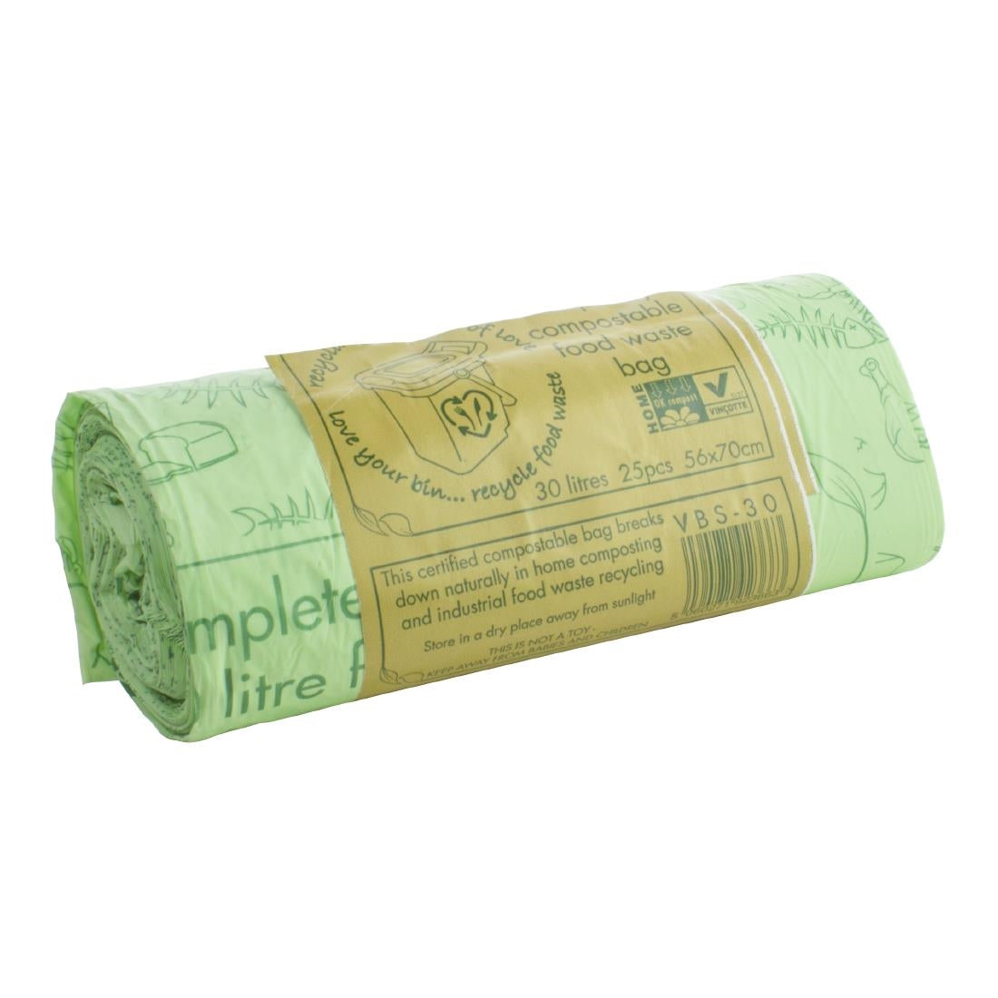 JB828 Vegware Compostable Bin Bag - 30L (Roll 25)