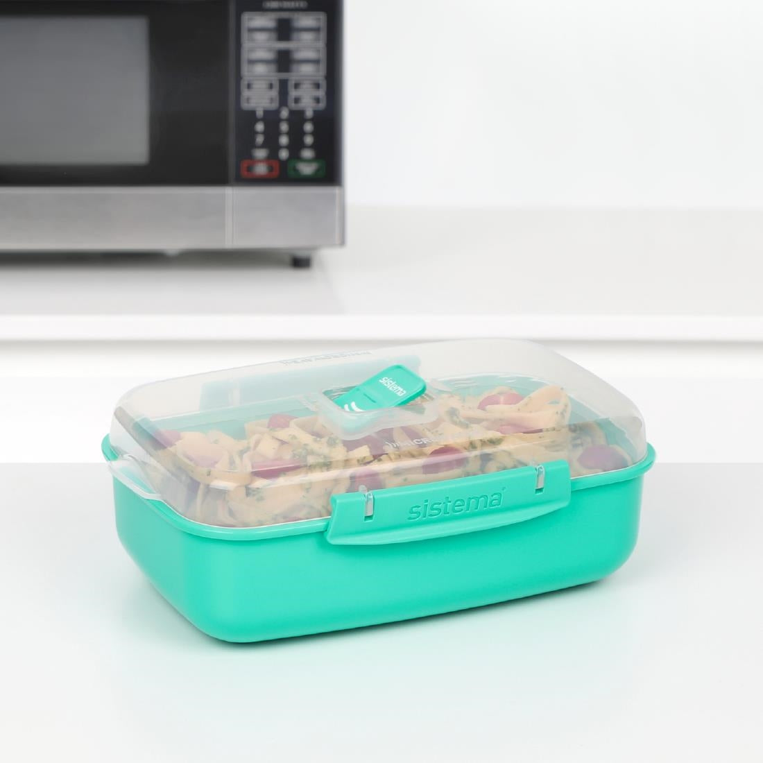Sistema Minty Teal Microwave Rectangle Container 1.25Ltr ( 6 Pack)