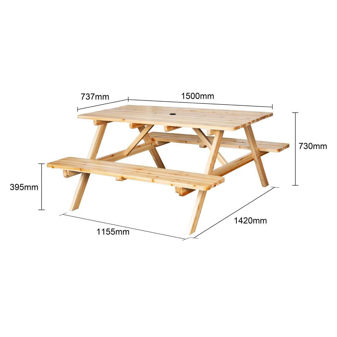Bolero Elements Wooden Picnic Table & Bench Set 5ft
